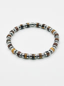 Pulseira aço com pedras olho de tigre
