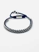 Pulseira aço e fio azul Punto Fino