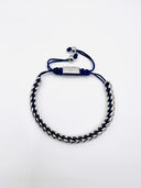 Pulseira aço e fio azul Punto Fino