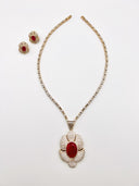 Conjunto dourado gargantilha e brincos SJ