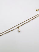 Pulseira Duo em Prata Dourada com Pérola EC