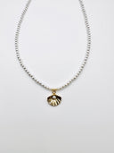 Colar Seashell em Prata Dourada com Pérolas EC