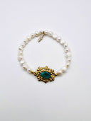 Colar Petalis Teal em prata dourada EC