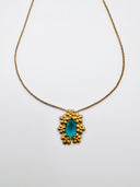 Colar Petalis Teal em prata dourada EC