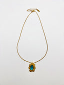 Colar Petalis Teal em prata dourada EC
