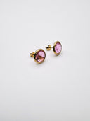 Brincos Vivid Pink em Prata Dourada EC